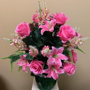 Vase Flowers Mixed Pink